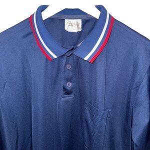 Honig's‎ Whistle Stop Polo Shirt Mens XXL Blue Ann Arbor Made in USA Vintage #2
